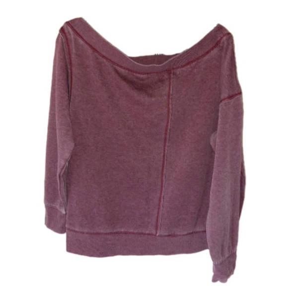 Maurices Oversized Off The Shoulder Wine Color Sweatshirt Medium - Picture 2 of 10